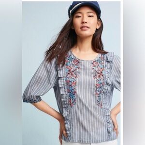Anthropologie One September Jayden Embroidered Top
